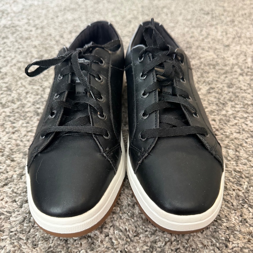 Sperry Top-Sider Crest Vibe Black Leather Memory Foam Sneakers Womens